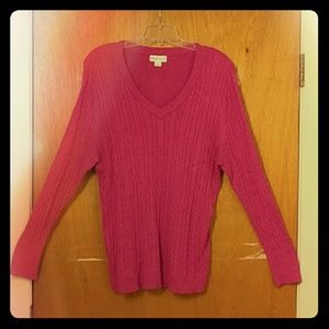 Hot Pink Knit V-Neck Pull Over Sweater